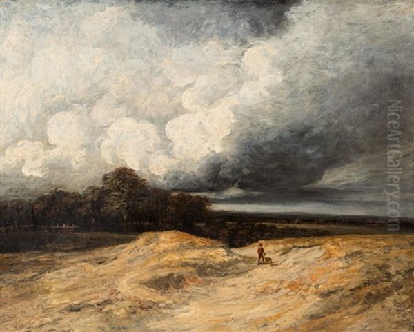 A Landscape With An Approaching Storm Oil Painting by Georges Michel