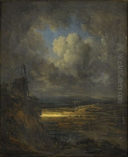 Paysage D'orage Et Reflet De Soleil Oil Painting by Georges Michel