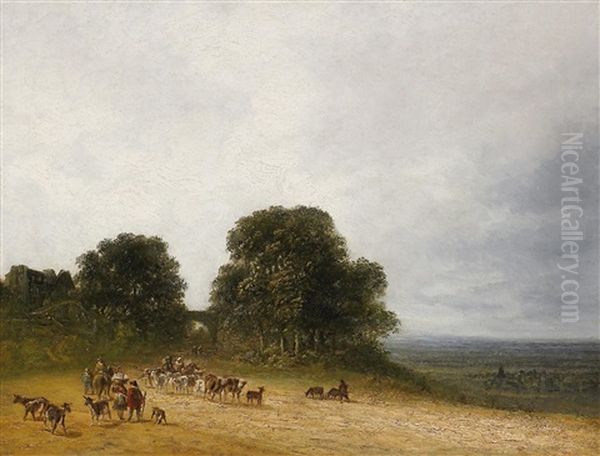 Landschaft Mit Bauern Und Vieh Bei Saint-denis Oil Painting by Georges Michel