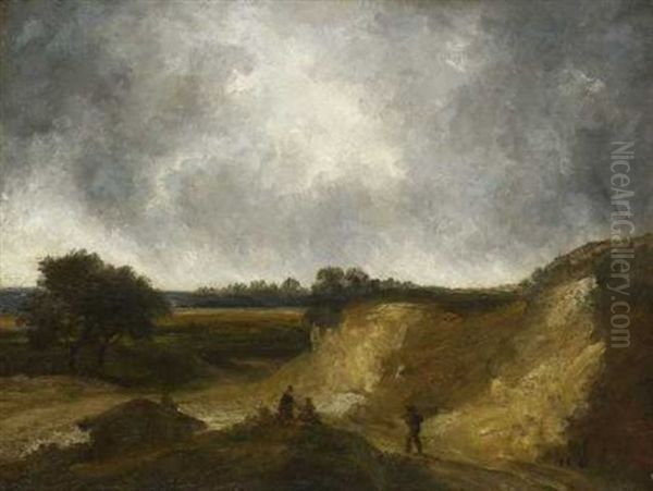 Hohlweg Zwischen Sanddunen Mit Buschwerk Oil Painting by Georges Michel