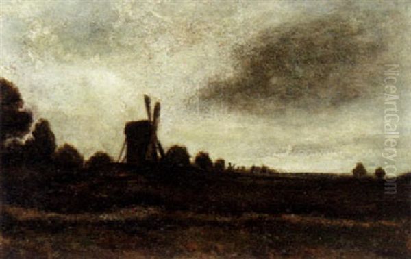 Landscape With Windmill Oil Painting by Georges Michel