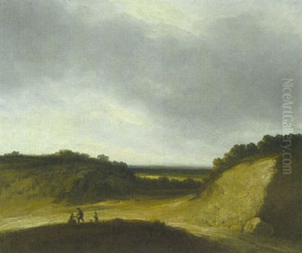 Hohlweg Zwischen Sanddunen Mit Buschwerk Oil Painting by Georges Michel