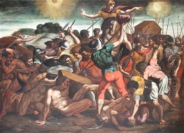 Scene De Bataille Oil Painting by  Michelangelo