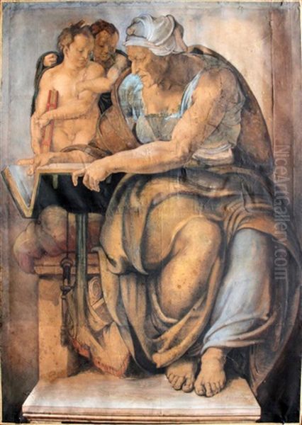 Prophet & Sibyl Oil Painting by  Michelangelo