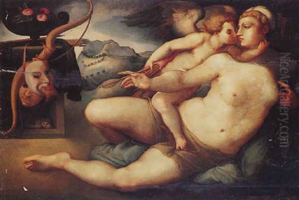 Venus And Cupid Oil Painting by  Michelangelo