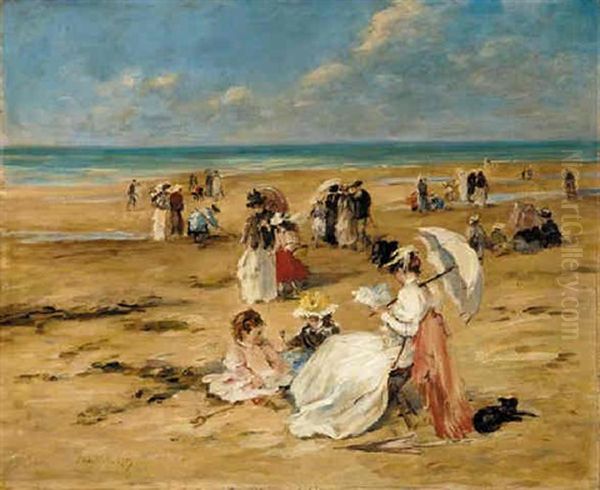 Plage De Courseuilles Oil Painting by Henri Michel-Levy