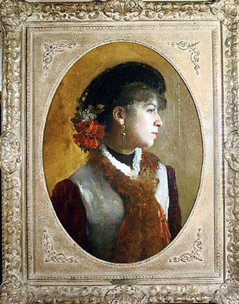 Femme A Son Piano (portrait Presume De Mme. Manet) Oil Painting by Francesco Paolo Michetti