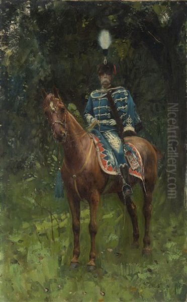 Re Umberto I A Cavallo Oil Painting by Francesco Paolo Michetti