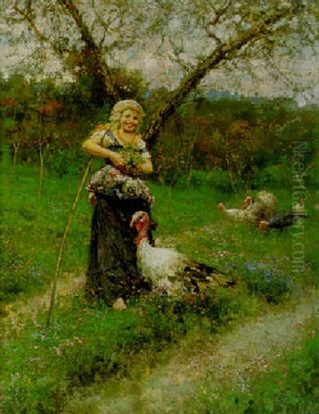 The Grape Picker Oil Painting by Francesco Paolo Michetti