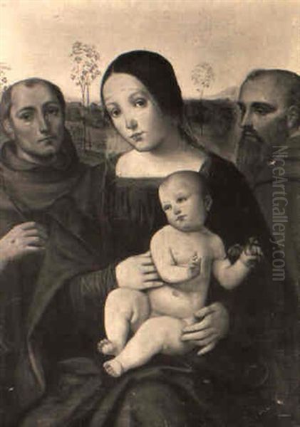 Madonna Col Bambino E Santi Oil Painting by Francesco Paolo Michetti