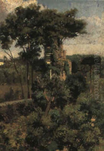 Giardino Con Ruderi Oil Painting by Francesco Paolo Michetti