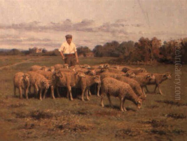 The Shepherd Oil Painting by Francesco Paolo Michetti