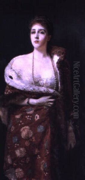 Portrait Of The Duchess Of Fondi Oil Painting by Francesco Paolo Michetti