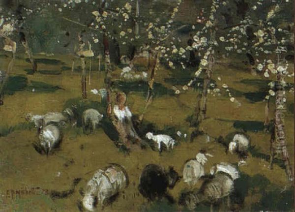 The Young Shepherdess Oil Painting by Francesco Paolo Michetti