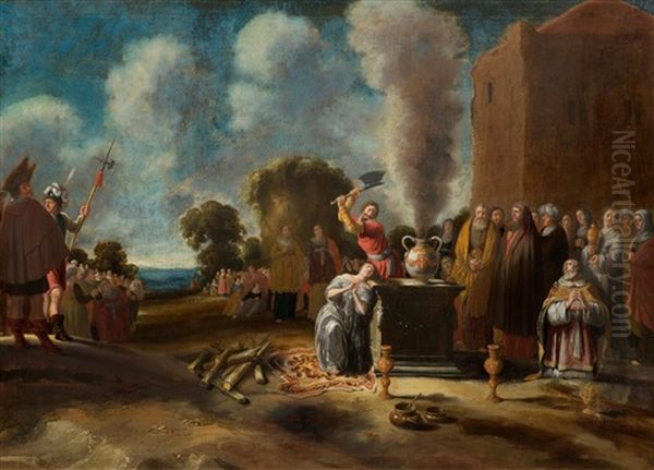 The Sacrifice Of Iphigenia Oil Painting by Jan Christiansz Micker