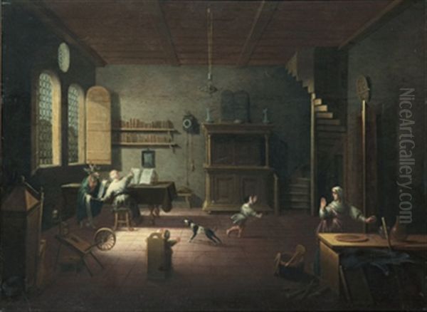 Familj Besoks Av Djavulen Oil Painting by Jan Christiansz Micker