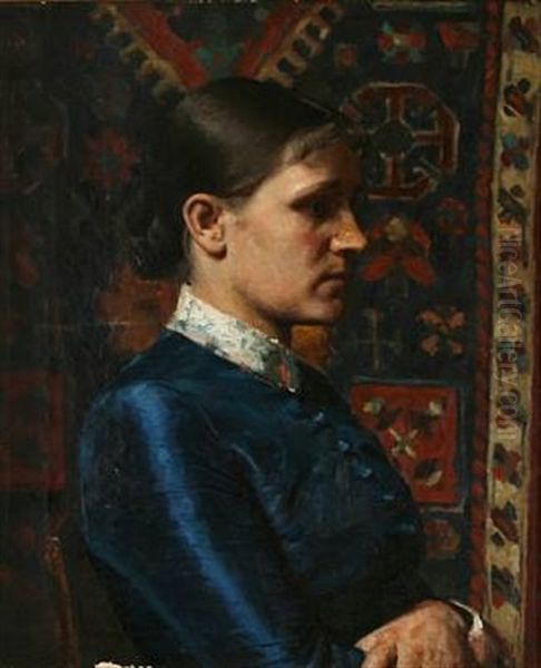 Profile Portrait Of A Woman Oil Painting by Bernhard Middelboe