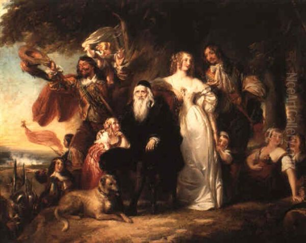 The Family Of Sir Henry Lee Waiting The Return Of Charles Ii Oil Painting by James Godsell Middleton