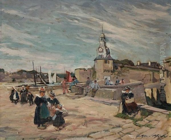 La Ville Close De Concarneau Oil Painting by Arthur Midy