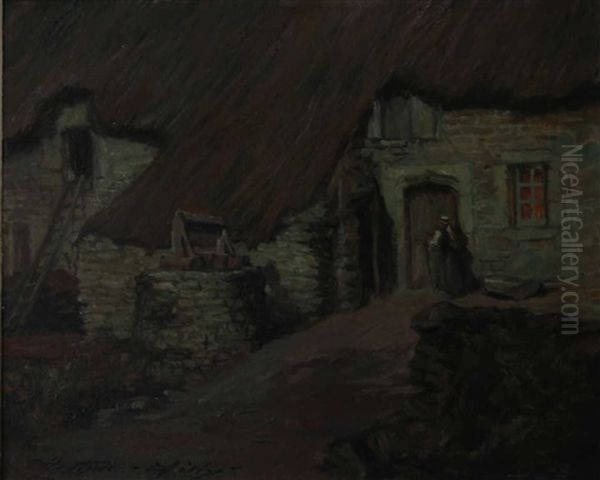 Le Soir Sur La Chaumiere Oil Painting by Arthur Midy