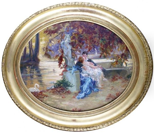 Amoureux Dans Un Parc A L'automne Oil Painting by Arthur Midy