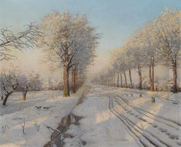 Winter Sunset Oil Painting by Boris Vasilievich Bessonov