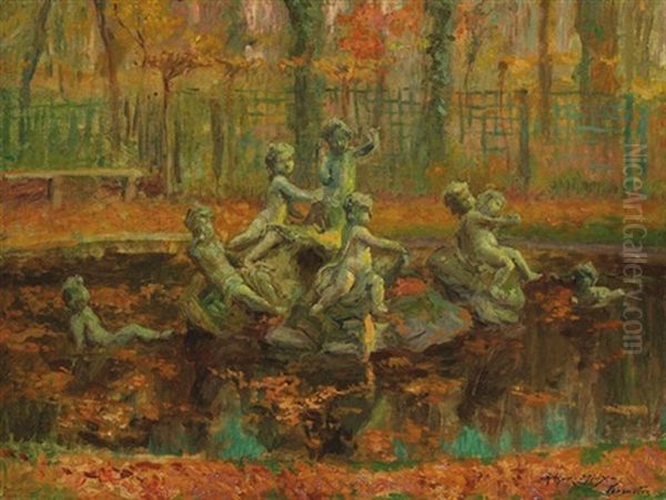 Brunnen Im Park Von Versailles by Arthur Midy