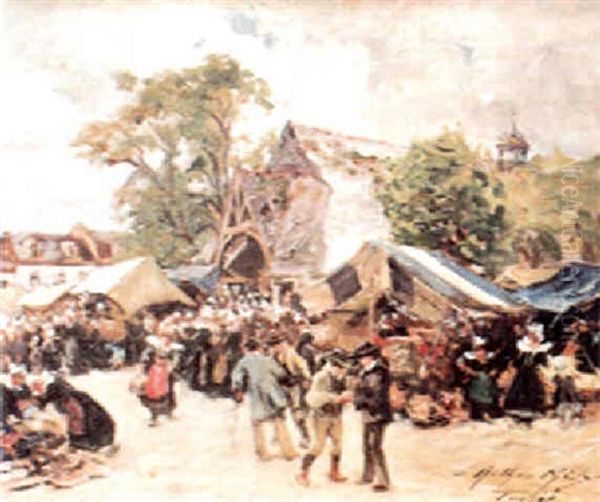 Jour De Foire Au Faouet Oil Painting by Arthur Midy