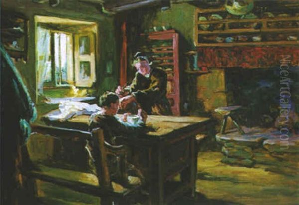 Interieur Breton Au Faouet Oil Painting by Arthur Midy