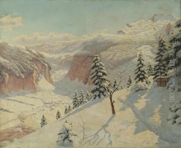 Winter Mountain Pass Oil Painting by Boris Vasilievich Bessonov