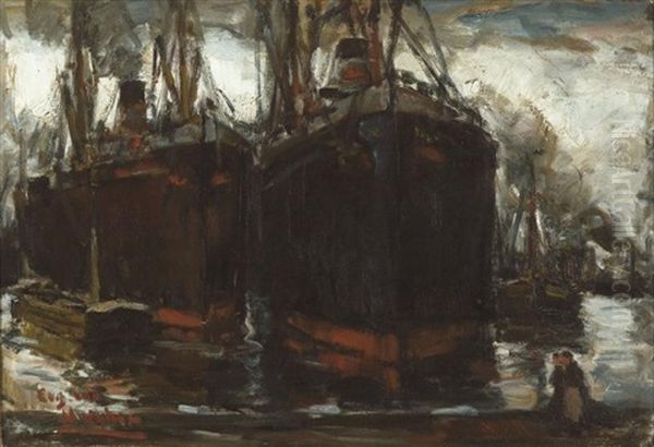 Au Port Oil Painting by Eugene van Mieghem