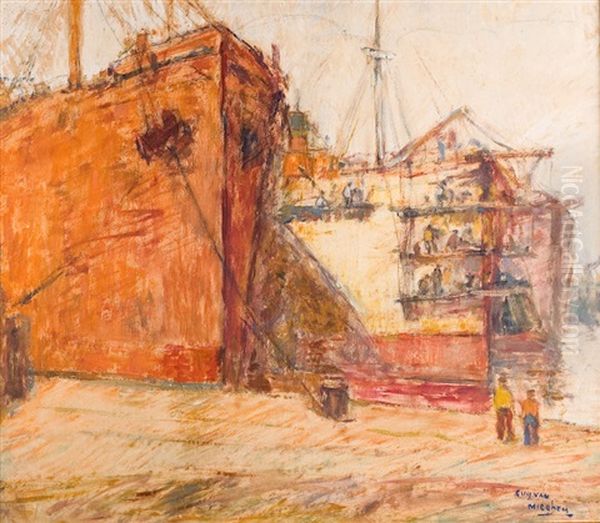 Reparation Du Bateau En Cale Seche Oil Painting by Eugene van Mieghem