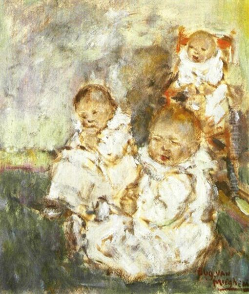 Drie Kinderen Oil Painting by Eugene van Mieghem