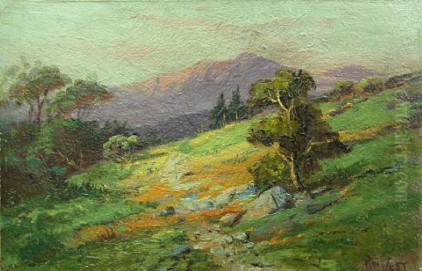 Wildflowers With Mt. Tamalpais In Thedistance Oil Painting by Arthur William Best