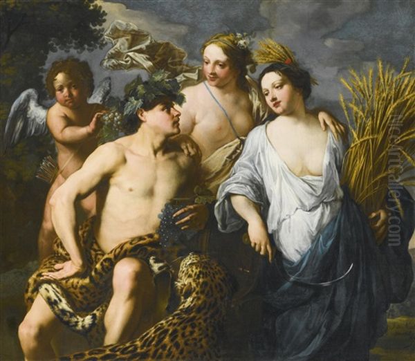 Ceres, Bacchus And Venus ('sine Cerere Et Baccho Friget Venus') Oil Painting by Jan Miel