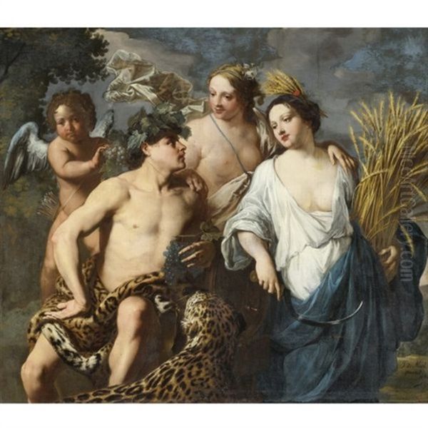 Ceres, Bacchus And Venus (sine Cerere Et Baccho Friget Venus) Oil Painting by Jan Miel