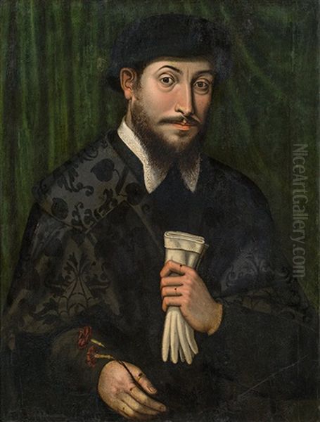 Portrait Of A Gentlemen In Black Robe Oil Painting by Hans Mielich