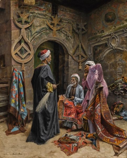 The Carpet Seller Oil Painting by Leopold Alphons Mielich