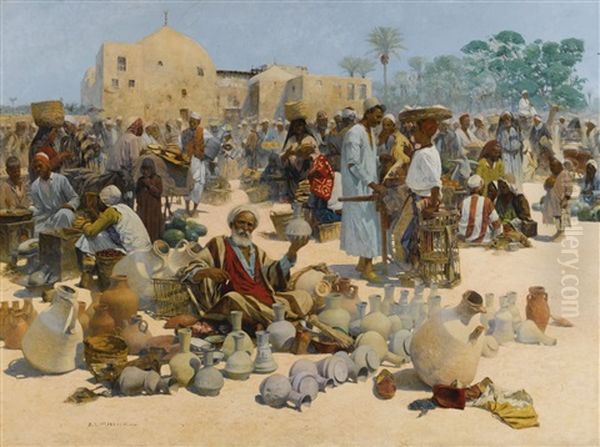 The Pottery Seller Oil Painting by Leopold Alphons Mielich