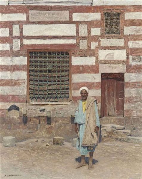 An Arab Outside His House Oil Painting by Leopold Alphons Mielich