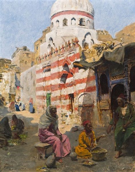 Orientalische Strasenszene Oil Painting by Leopold Alphons Mielich