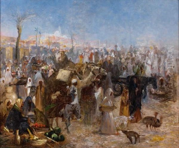 Marche Au Caire Oil Painting by Leopold Alphons Mielich