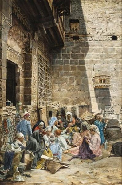 Assemblee Dans Une Maison A Bouliak Oil Painting by Leopold Alphons Mielich