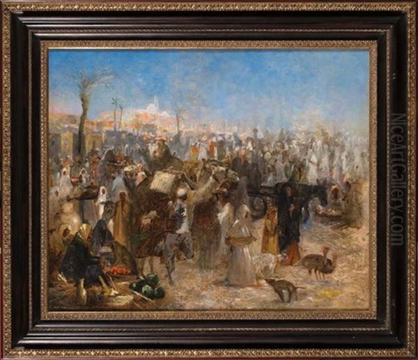 Vue Du Marche Au Caire Oil Painting by Leopold Alphons Mielich