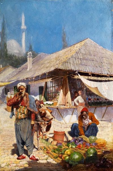 Orientalische Marktszene Oil Painting by Leopold Alphons Mielich