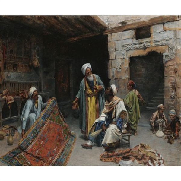 The Carpet Merchant Oil Painting by Leopold Alphons Mielich