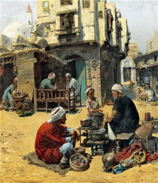 Orientalische Strasenszene Oil Painting by Leopold Alphons Mielich