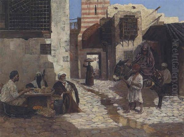 Orientalische Altstadtstrase Oil Painting by Leopold Alphons Mielich