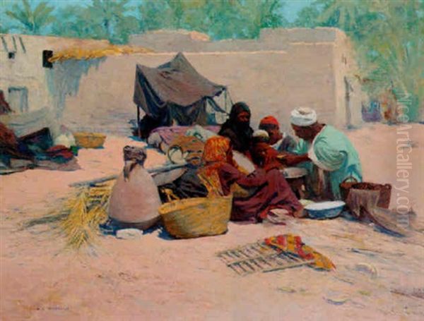 A Family Meal In An Arabian Town Oil Painting by Leopold Alphons Mielich