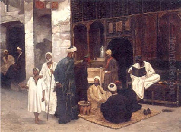 A Backstreet In An Arab Town Oil Painting by Leopold Alphons Mielich